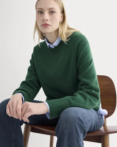 Everlane Boxy Crew Neck Sweater In Hunter Green