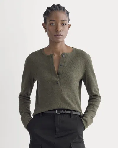 Everlane Boxy Henley Sweater In Green