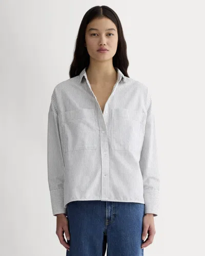 Everlane Boxy Oxford Shirt In Black/white
