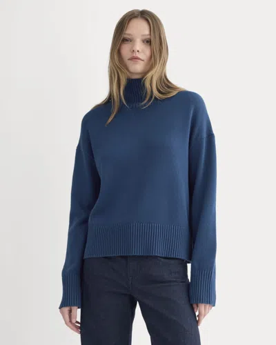 Everlane Boxy Turtleneck Sweater In Blue