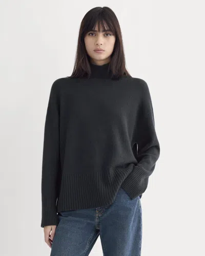 Everlane Boxy Turtleneck Sweater In Navy In Blue