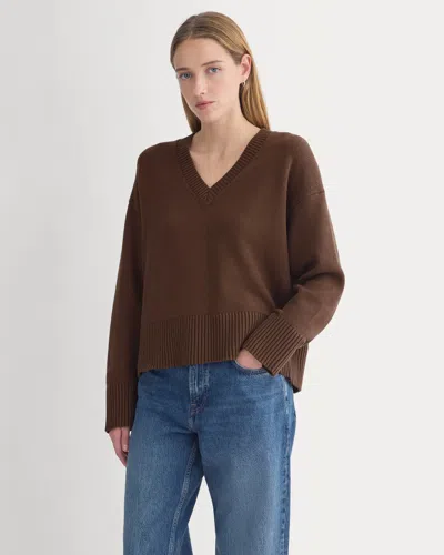 Everlane Boxy V-neck Sweater In Cocoa