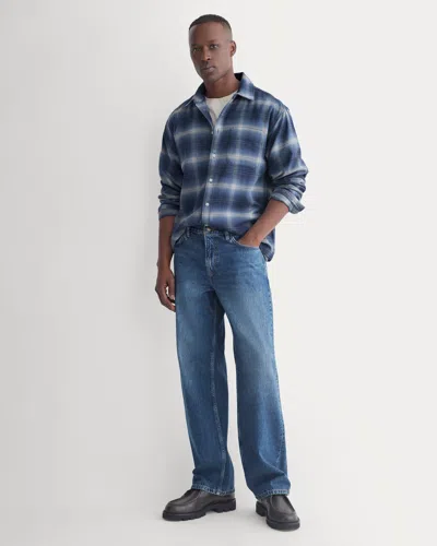 Everlane Brushed Flannel Shirt In Blue Ombre Plaid