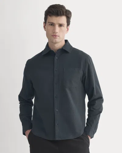 Everlane Brushed Flannel Shirt In Heathered Navy In Blue