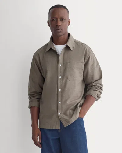 Everlane Brushed Flannel Shirt In Heathered Thyme In Animal Print