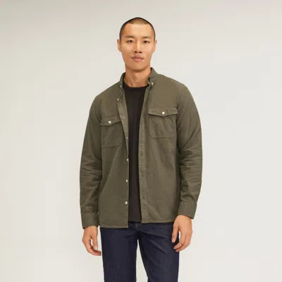 Everlane Brushed Flannel Shirt In Heathered Thyme In Green