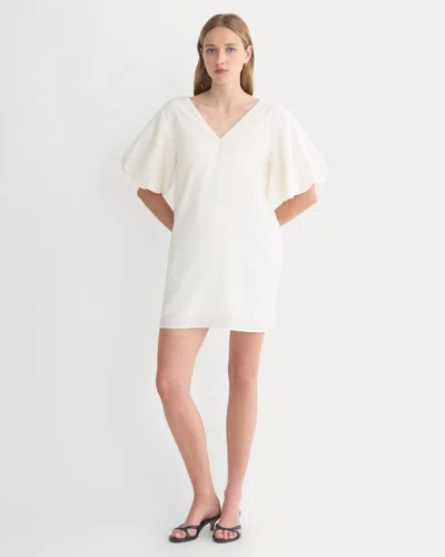 Everlane Bubble-sleeve Mini Dress In Cotton Silk Voile In Bone In White