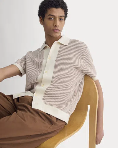 Everlane Button-down Resort Polo Sweater In Birch/brown
