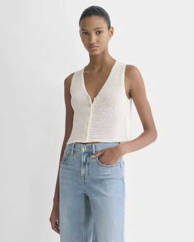 Everlane Button-front Tank Top Sweater In Tape Yarn In Bone In White