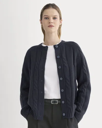 Everlane Cable Cardigan In Blue