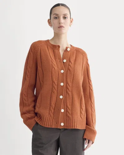 Everlane Cable Cardigan In Brown