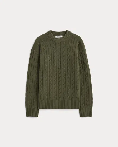 Everlane Cable Crew Neck Sweater Neck In Green