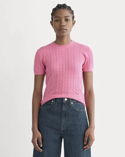 Everlane Cable Crew Neck Sweater In Pink