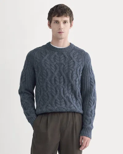 Everlane Cable Knit Crew Neck Sweater In Blue