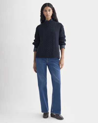 Everlane Cable Sweater In Blue