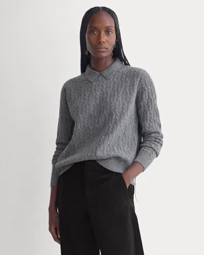 Everlane Cable-knit Polo Sweater In Gray