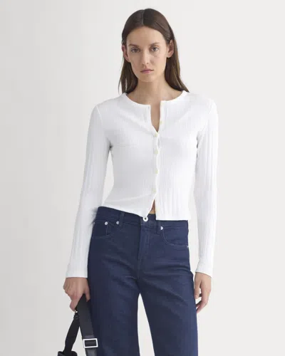 Everlane Cardigan In Pointelle In White