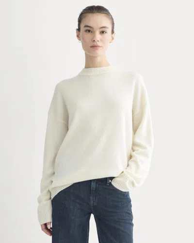 Everlane Cashmere Boyfriend Sweater In Snow In White