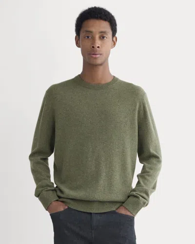 Everlane Cashmere Crew Neck Sweater In Heathered Deep Lichen In Green