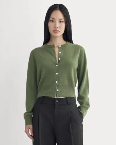 Everlane Cashmere Cropped Cardigan In Forest Green In Multi