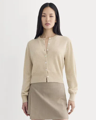 Everlane Cashmere Cropped Cardigan In Heather Light Camel In Brown