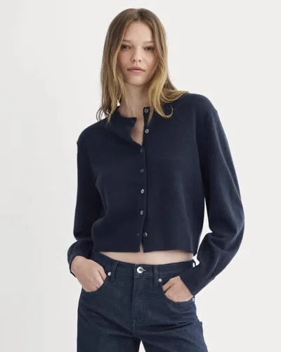 Everlane Cashmere Cropped Cardigan In Navy In Blue