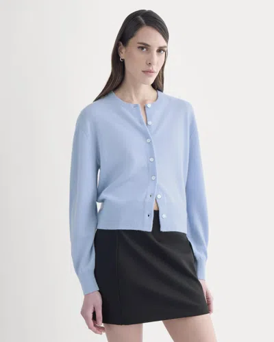 Everlane Cashmere Cropped Cardigan In Open Air Blue