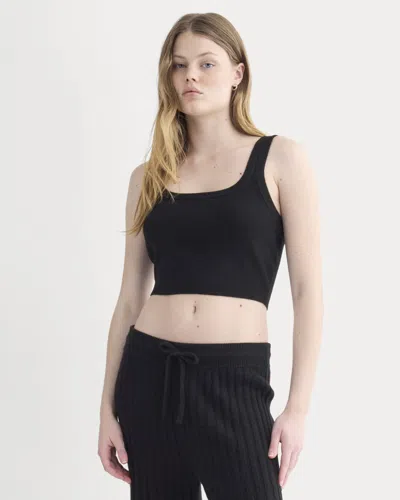 Everlane Cashmere Cropped Tank Top Sweater In Black