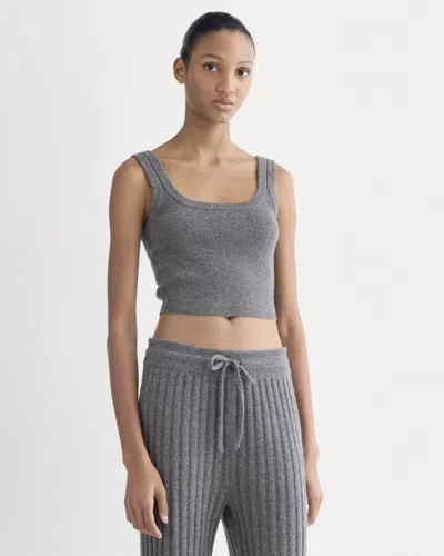 Everlane Cashmere Cropped Tank Top Sweater In Heather Charcoal In Blue