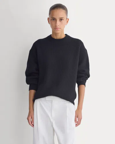Everlane Cashmere Fisherman Crew Neck Sweater In Black