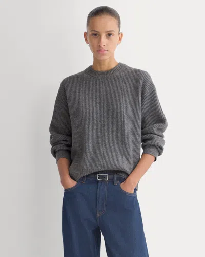 Everlane Cashmere Fisherman Crew Neck Sweater In Heather Charcoal In Gray