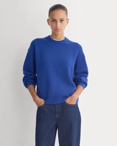 Everlane Cashmere Fisherman Crew Neck Sweater In Klein Blue