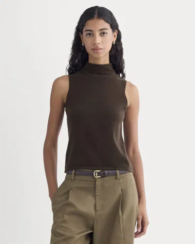 Everlane Cashmere Funnel-neck Tank Top Sweater In Dark Chocolate In Brown