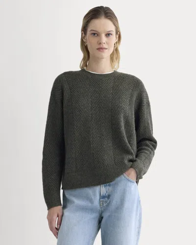 Everlane Cashmere Herringbone Sweater In Heather Charcoal In Green