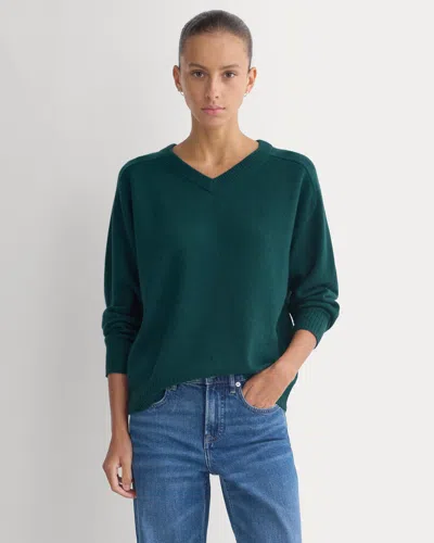 Everlane Cashmere High V Boyfriend Sweater In Ponderosa Pine