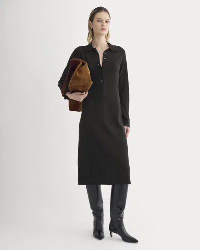 Everlane Cashmere Polo Midi Dress In Black