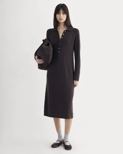 Everlane Cashmere Polo Midi Dress In Dark Chocolate In Brown