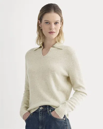 Everlane Cashmere Polo Sweater In Canvas In White