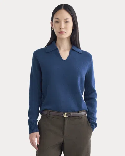Everlane Cashmere Polo Sweater In Deep Lazuli Blue