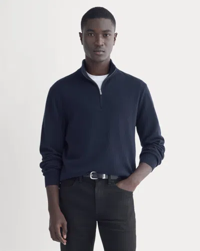 Everlane Cashmere Quarter Zip Sweater In Navy In Blue