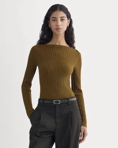 Everlane Cashmere Ribbed Boat-neck Sweater In Heathered Toffee In Brown