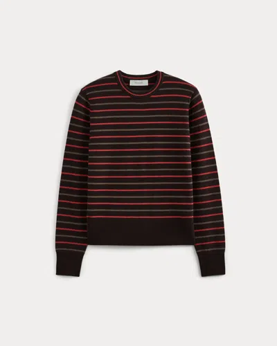 Everlane Cashmere Slim Crew Sweater In Cabernet/coffee Bean In Brown