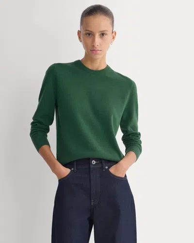 Everlane Cashmere Slim Crew Sweater In Eden Green