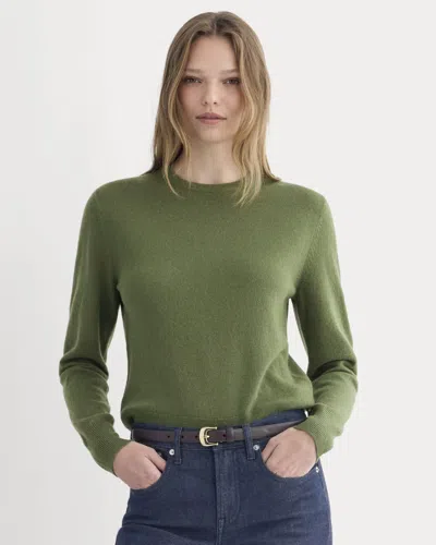 Everlane Cashmere Slim Crew Sweater In Forest Green