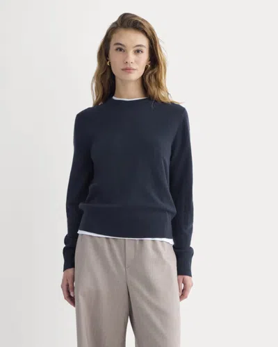 Everlane Cashmere Slim Crew Sweater In Navy In Blue