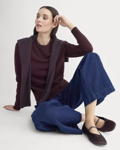Everlane Cashmere Slim Crew Sweater In Wine In Burgundy