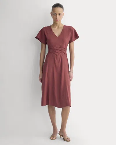 Everlane Cinched Dress In Burgundy