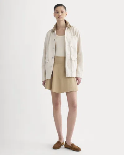 Everlane Circle Mini Skirt In Warm Trench Coat In White