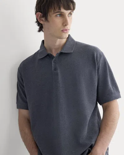 Everlane Classic Piqué Polo In Heathered Graphite In Blue