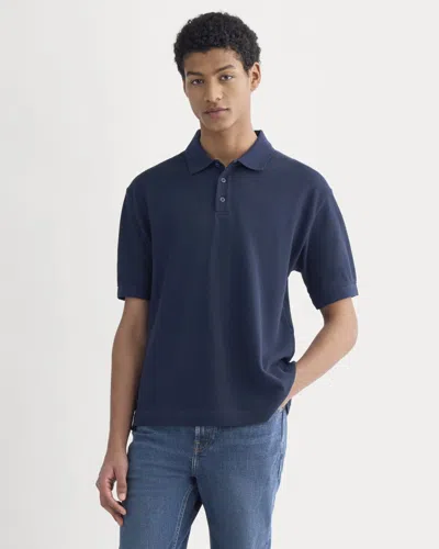 Everlane Classic Piqué Polo In Navy In Blue